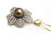 Golden Chocolate Cultured Tahitian Pearls Diamond Pendant 18KT Gold