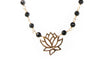 Lotus Flower Charm Necklace with Onyx 14KY