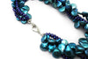 Blue Pearl Necklace with Sterling Silver and CZ Clasps