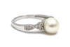Pearl and Diamond Ring in Sterling Silver
