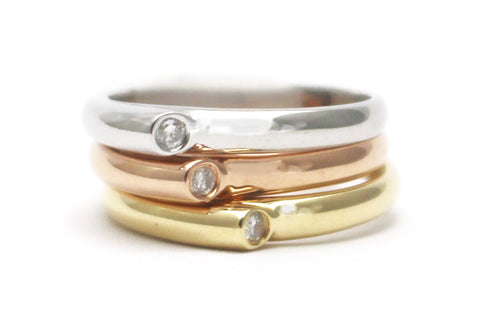 3-PC Diamond Ring Set in 14k Yellow Gold, Rose Gold and White Gold