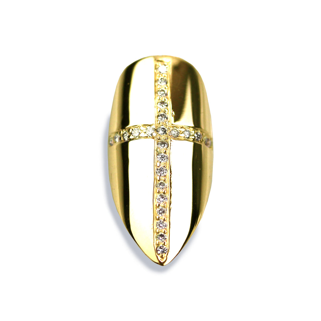 Christina Long Pointy Diamond Yellow Gold Nail