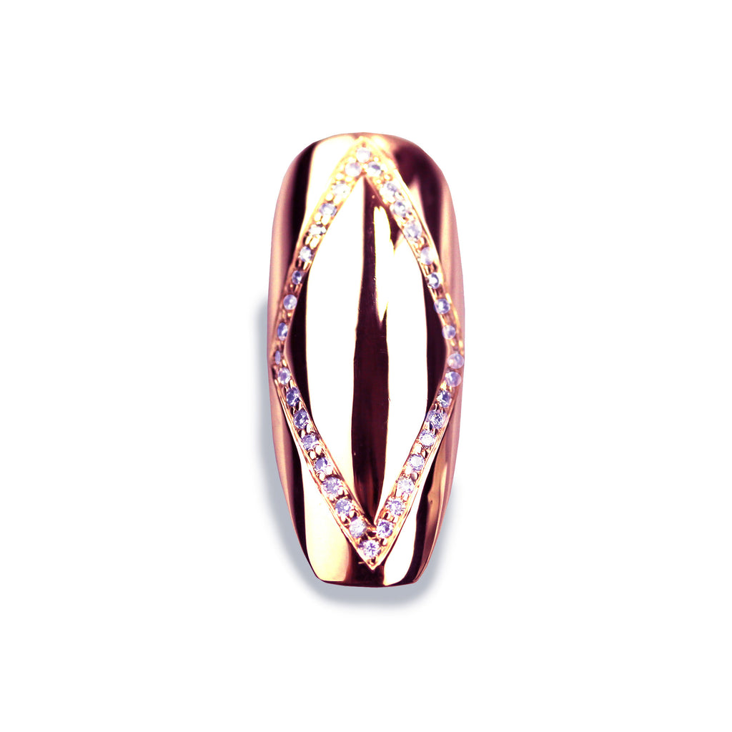 Dianna Long Square Diamond Rose Gold Nail