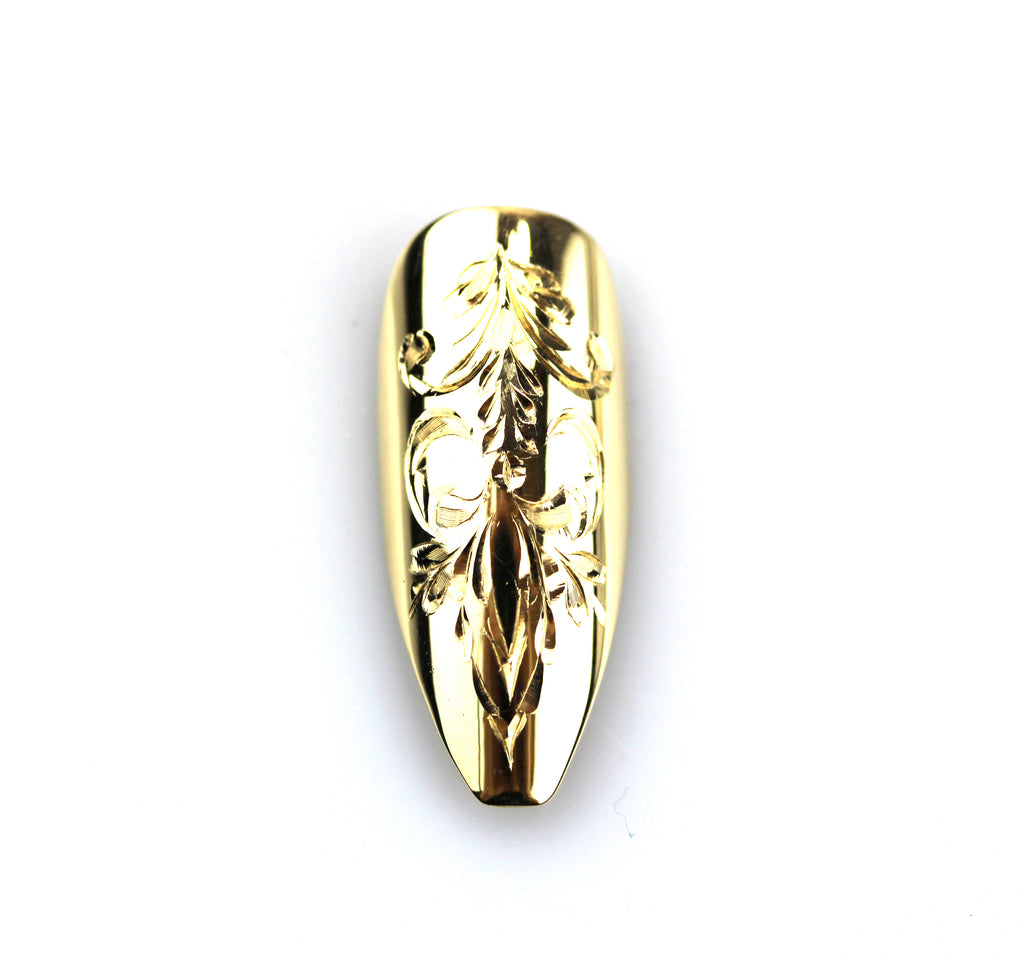 Ginny Long Coffin Yellow Gold Nail