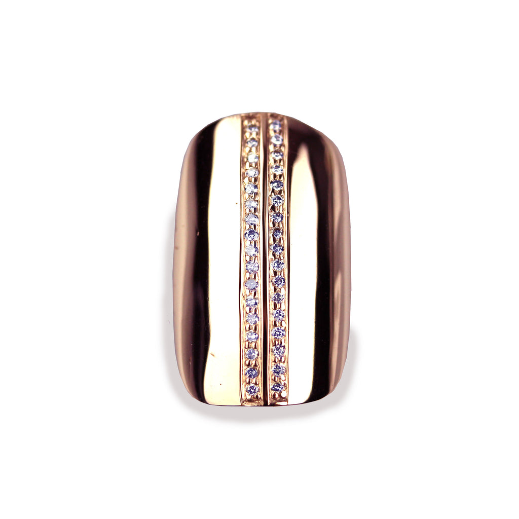 Lila Square Diamond Rose Gold Nail