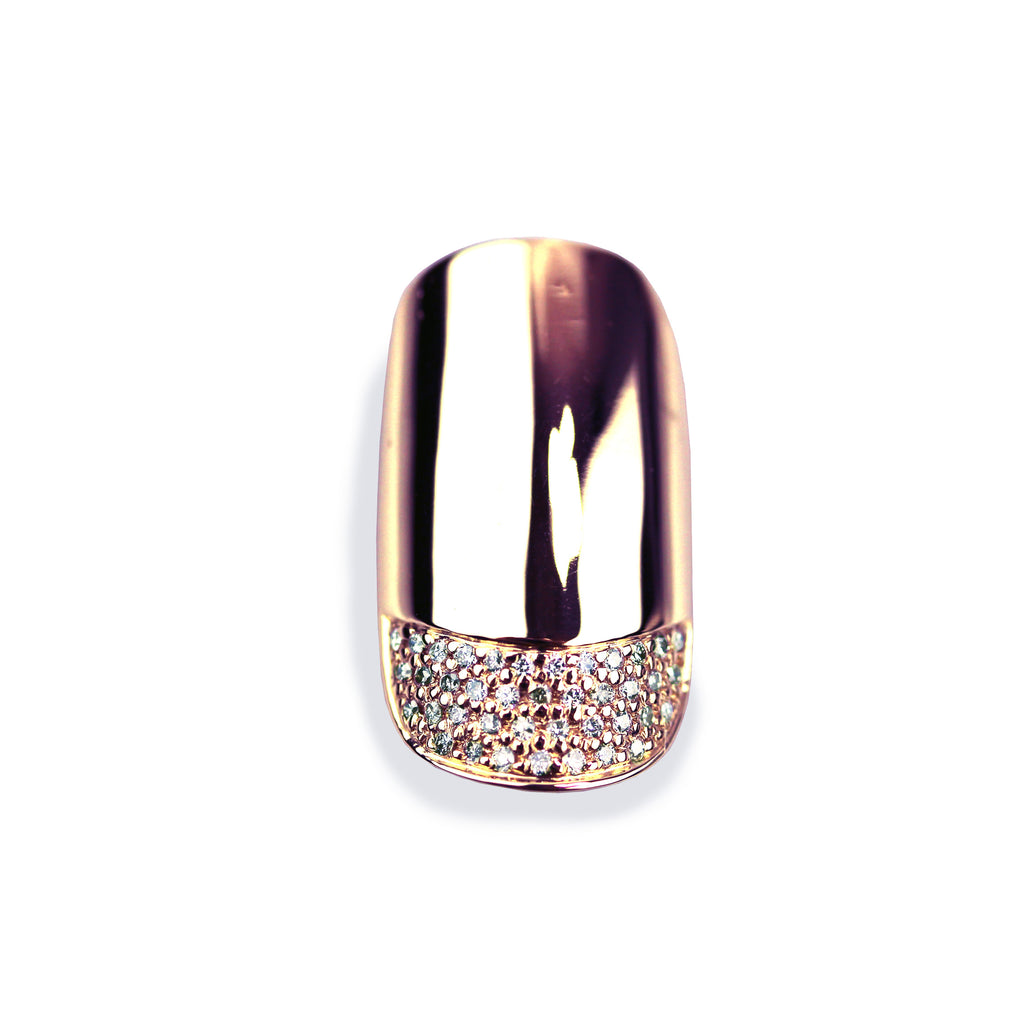 Phoebe Diamond Rose Round Gold Nail