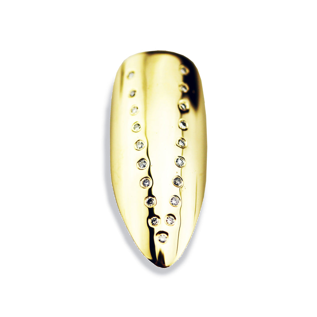 Vicky Long Pointy Diamond Yellow Gold Nail