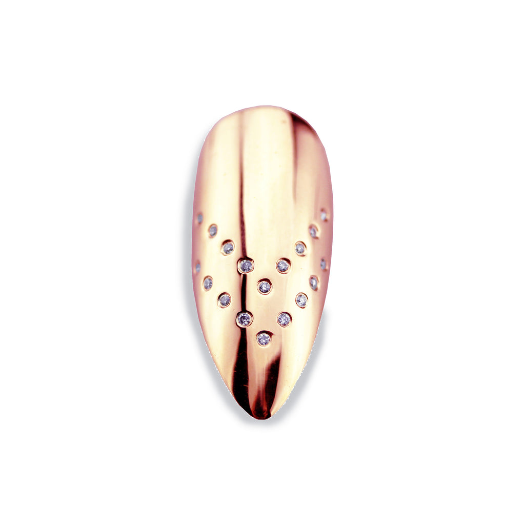 Vivian Long Pointy Diamond Rose Gold Nail