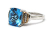 Blue Topaz with Diamonds Ring in Sterling Silver and 10KY