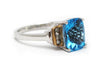 Blue Topaz with Diamonds Ring in Sterling Silver and 10KY