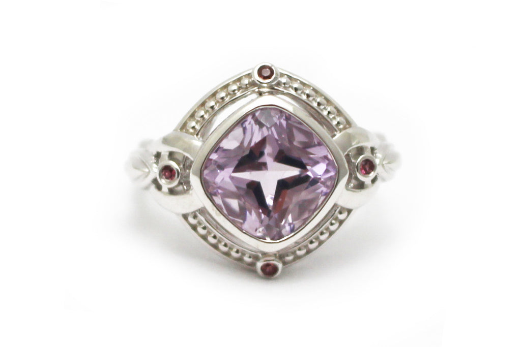 Tourmaline and Rose de France Ring in Sterling Silver