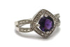 Amethyst and Diamond Ring in Sterling Silver