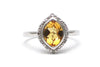 Citrine with Diamonds Ring in Sterling Silver