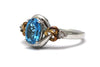 Swiss Topaz with Diamonds Ring in Sterling Silver and 14KY
