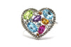 Diamond and Multi-gemstone Ring in Sterling Silver
