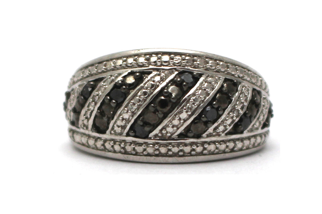 Black and White Diamond Ring in Sterling Silver