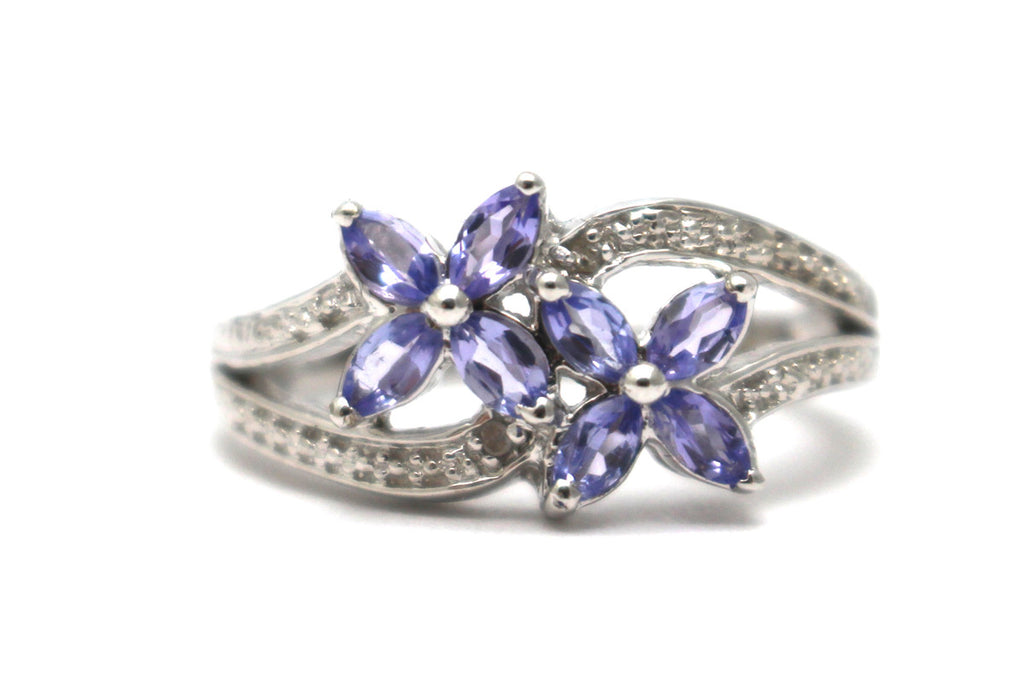 Tanzanite Ring in Platinum over Sterling Silver