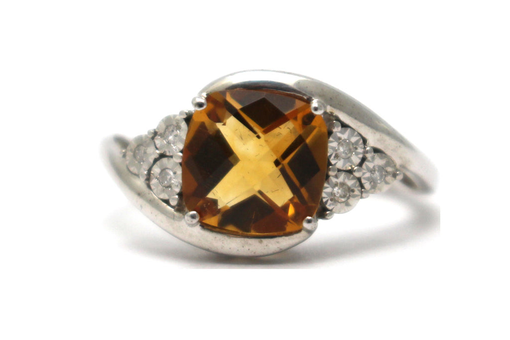 White Topaz and Citrine Ring in Sterling Silver