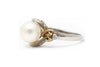 Pearl and Diamond Ring in Sterling Silver and 14KY