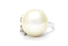 CZ and South Sea Pearl Ring in Platinum over Sterling Silver