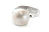 South Sea Pearl and CZ Ring in Platinum over Sterling Silver