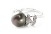 Tahitian Pearl and CZ Ring in Platinum over Sterling Silver