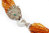Citrine Necklace With Leopard Head CZ and Platinum over Sterling Silver Clasp