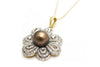 Golden Chocolate Cultured Tahitian Pearls Diamond Pendant 18KT Gold