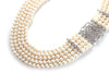 Five Strand Pearl Necklace with CZ and Sterling Silver Clasp