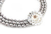 Platinum Colored Freshwater Pearl Necklace with Mother of Pearl Pendant