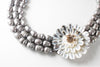 Platinum Colored Freshwater Pearl Necklace with Mother of Pearl Pendant