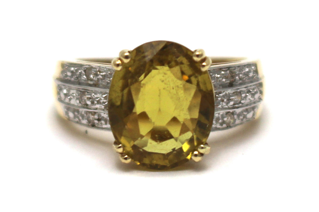 Diamond and Yellow Tourmaline Ring in 14KY