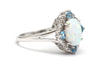 Blue Topaz, Opal and Diamond Ring in Sterling Silver