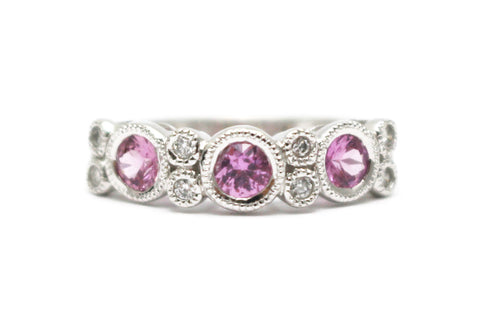 Pink Sapphire RIng in 14k White Gold