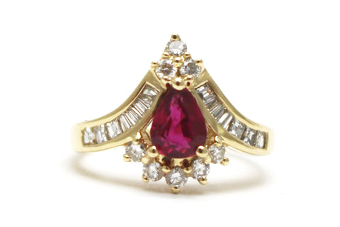 Diamond and Ruby Ring in 14k Yellow Gold