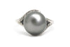 Tahitian Pearl and Diamond Ring in 14k White Gold