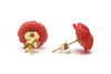 Coral Rose Earrings in 14k Yellow Gold