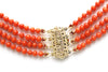 4 Strand Italian Coral Necklace with 14K Yellow Gold Clasp
