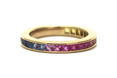 Multi Color Sapphire Ring in 18k Yellow Gold