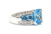 Blue Topaz and Diamond Ring in 14k White Gold