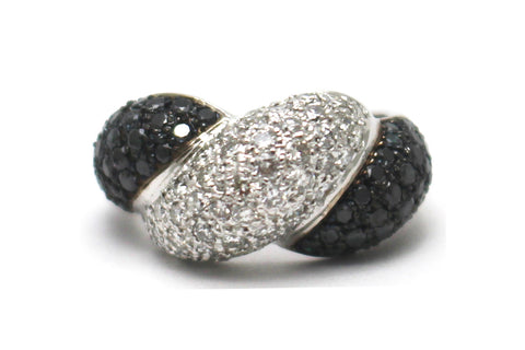 Black and White Diamond Ring in 14k White Gold