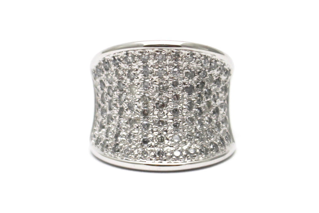 Wide Diamond Ring in 14k White Gold