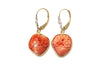 Coral Flower Basket Earring in 14K Yellow Gold with Diamond
