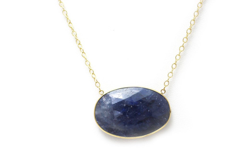 Blue Sapphire Necklace in 14K Yellow Gold