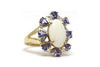 Opal, Diamond and Tanzanite Ring in 14k Yellow Gold