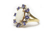 Opal, Diamond and Tanzanite Ring in 14k Yellow Gold