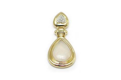 Diamond and Opal Pendant in 14K Yellow Gold