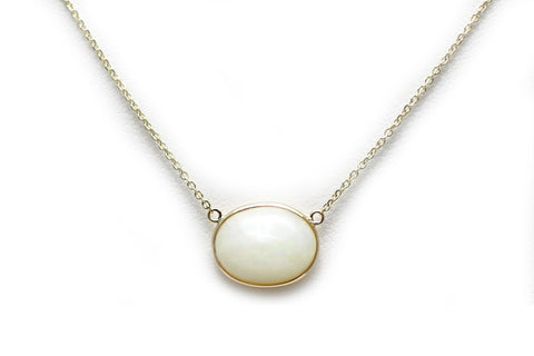 Oval Opal Necklace in 14K Yellow Gold