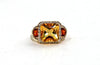 Citrine ring with diamonds & garnets in 14KY plated Sterling Silver