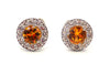 Yellow Sapphire with Diamonds Earrings 14KT White Gold